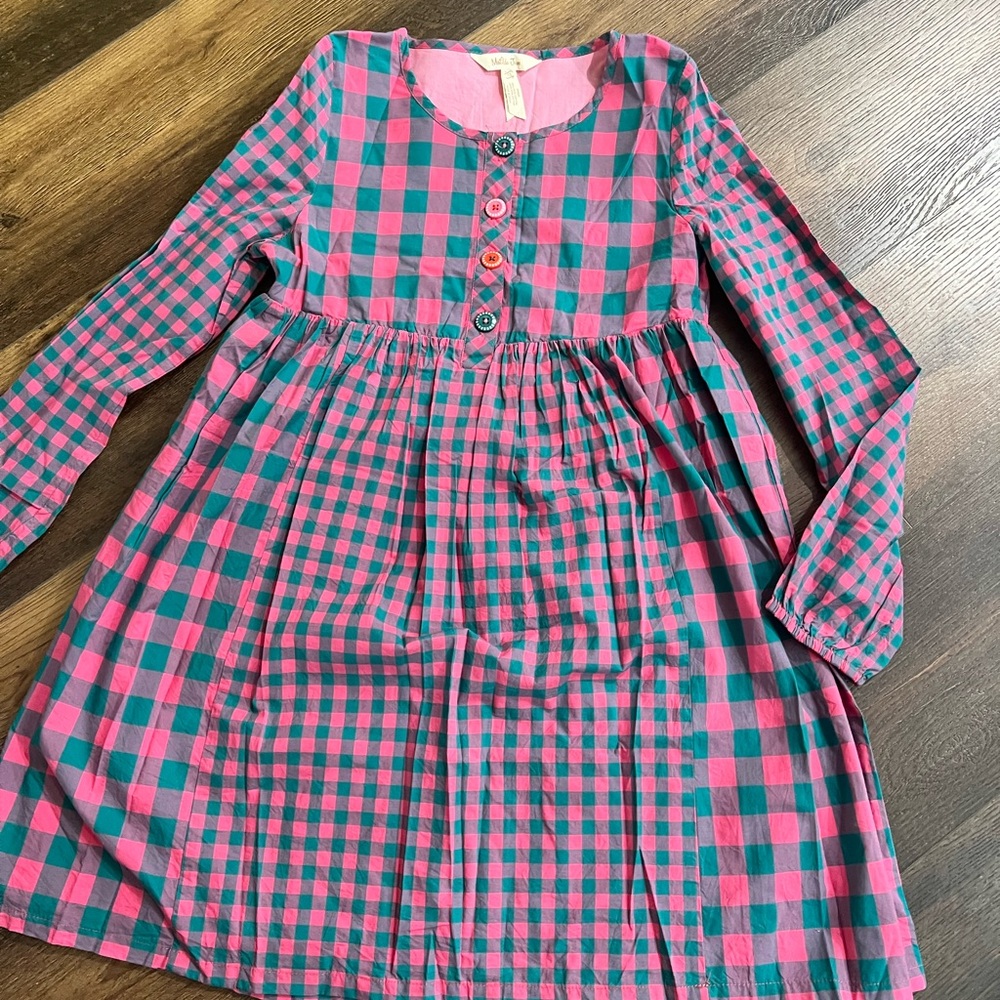 Matilda Jane Pink and Teal Checkered Dress Sz 12
